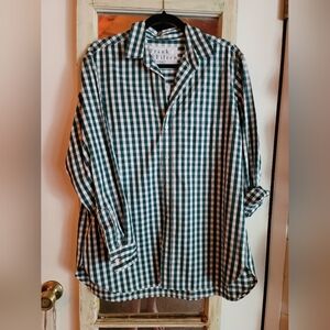 Frank & Eileen Teal and White Gingham Button Down Shirt